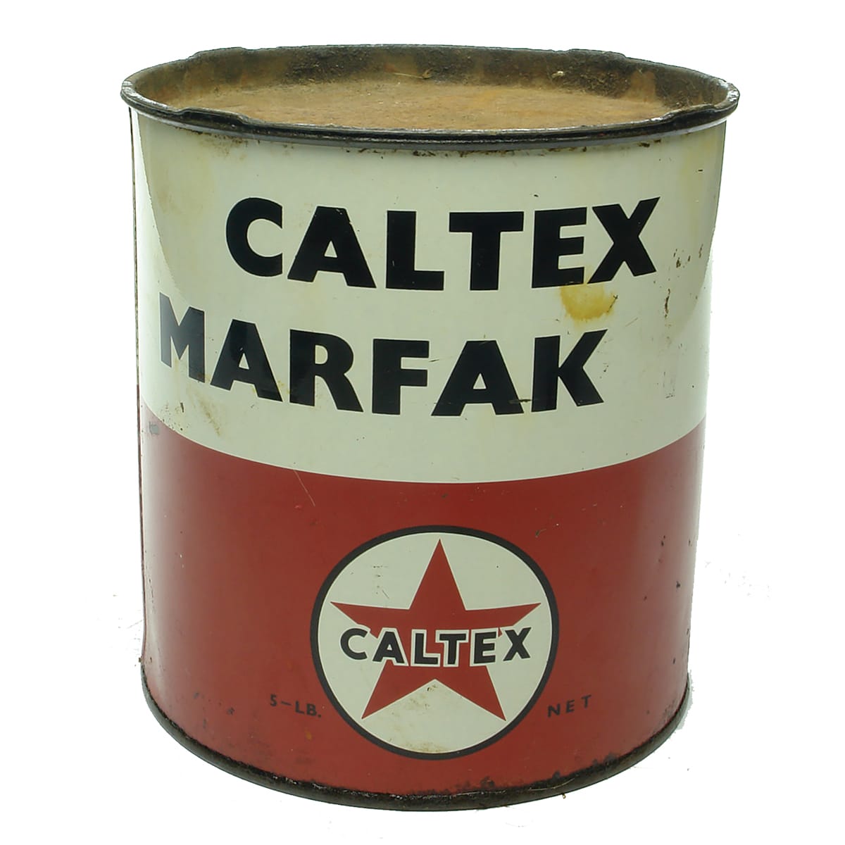 Grease Tin. Caltex Marfak. 5 Pound.