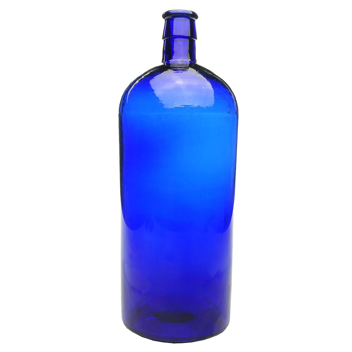 Large Cobalt Blue Essence or Chemical Bottle. Three Piece mould.