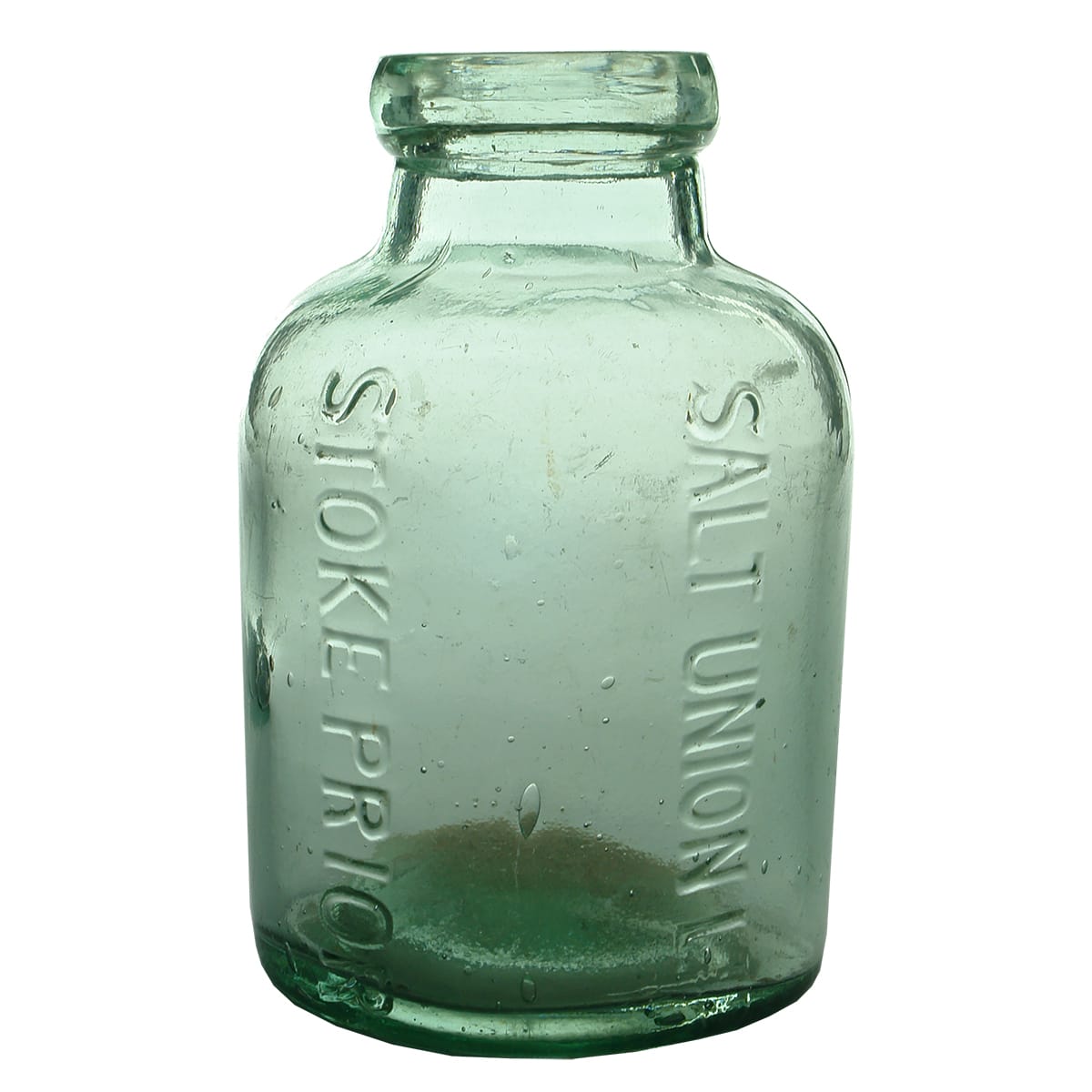 Salt Jar. Salt Union Ltd, Stoke Prior. Aqua. 2 Pound. (Worcestershire, United Kingdom)