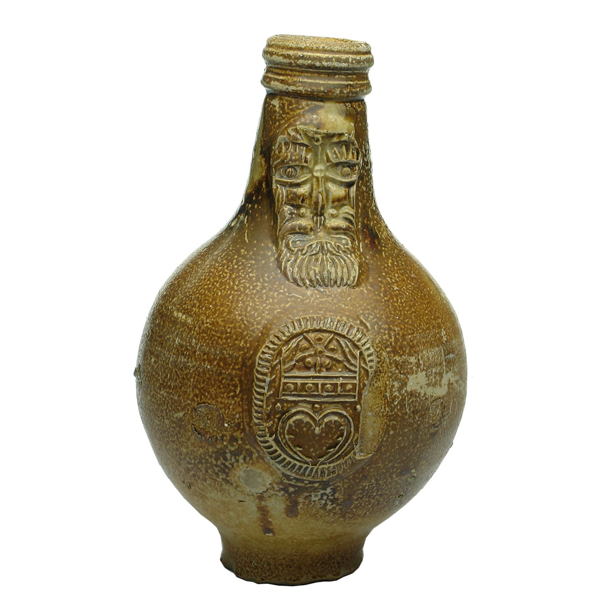 Bellarmine or Bartmann Jug. Bearded Face and Medallion to Front. Small size. Salt glaze.