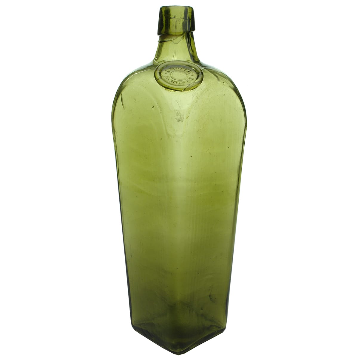 Gin. P. Hoppe, Schiedam in applied seal. Olive Green. Quart.