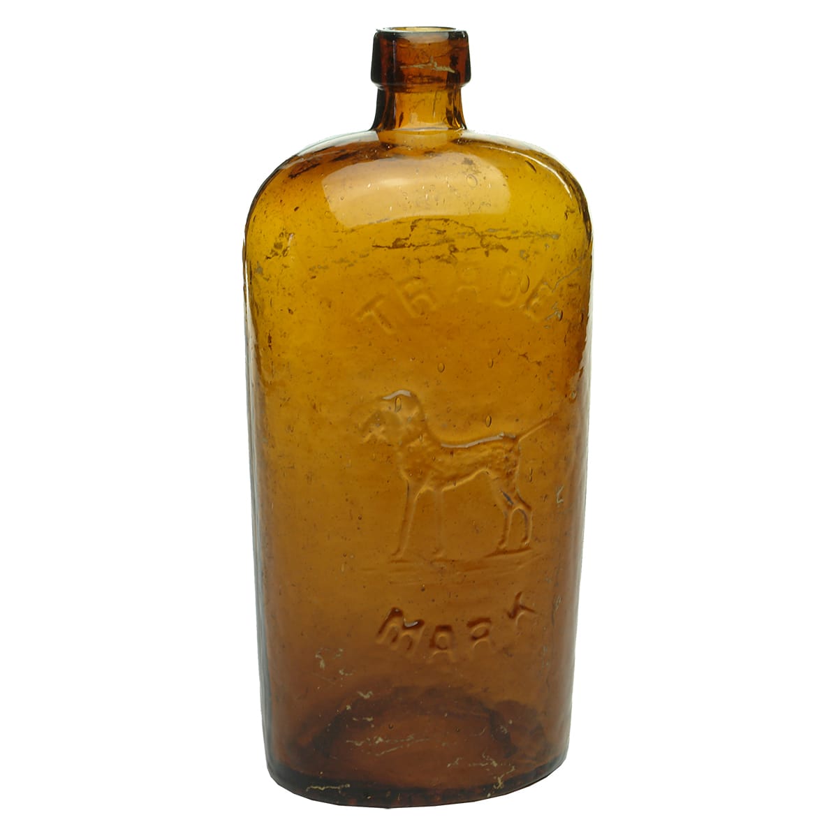 Spirits. J. J. W. Peters, Hamburg. Oval. Amber. 26 oz. (Germany)