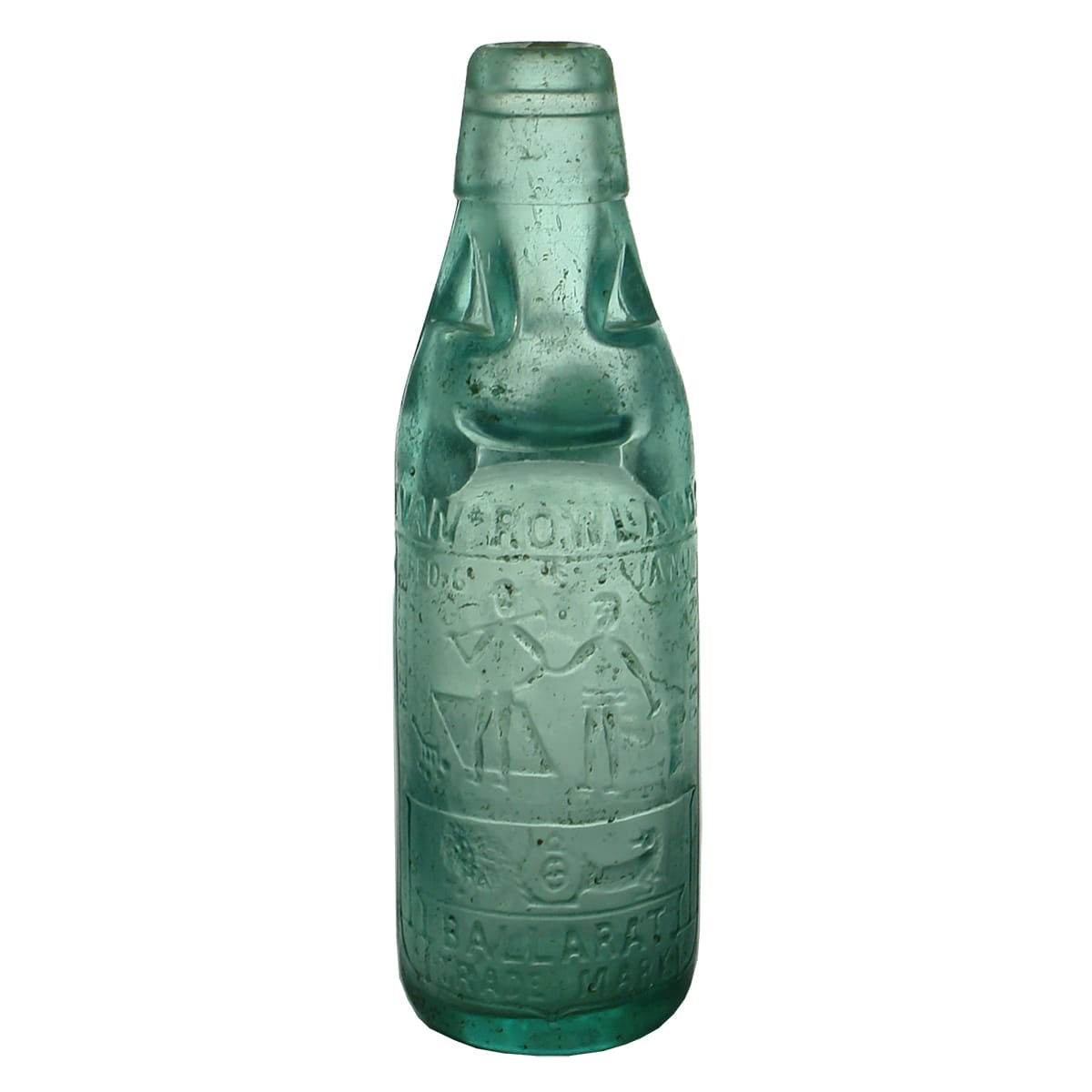 Codd. Rowlands, Ballarat, Melbourne & Sydney. Miner & Farmer. Three Triangle. Aqua. 6 oz. (Victoria & New South Wales)