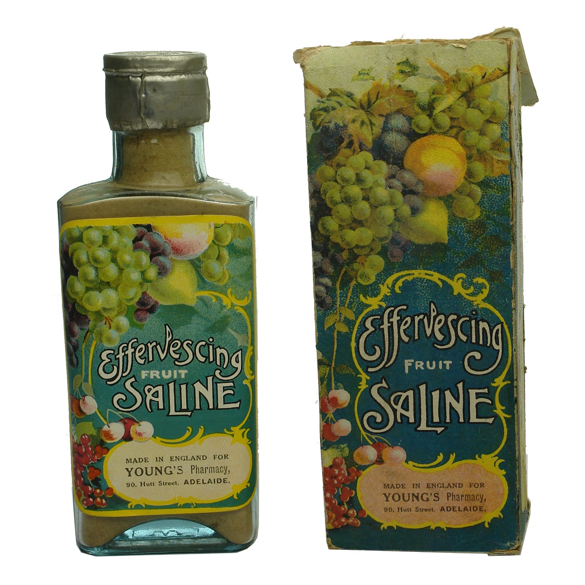 Medicine. Young's Pharmacy, Adelaide, Effervescing Fruit Saline. Full and labelled in original box! (South Australia)