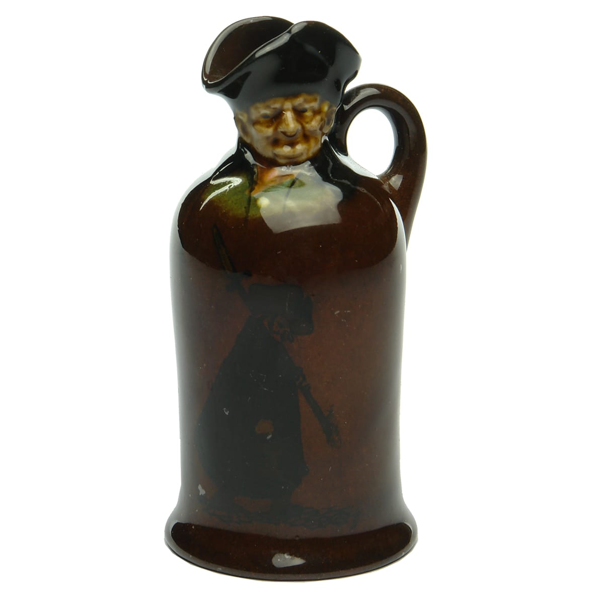 Miniature. Royal Doulton Night Watchman Tall Style Kingsware Flask.