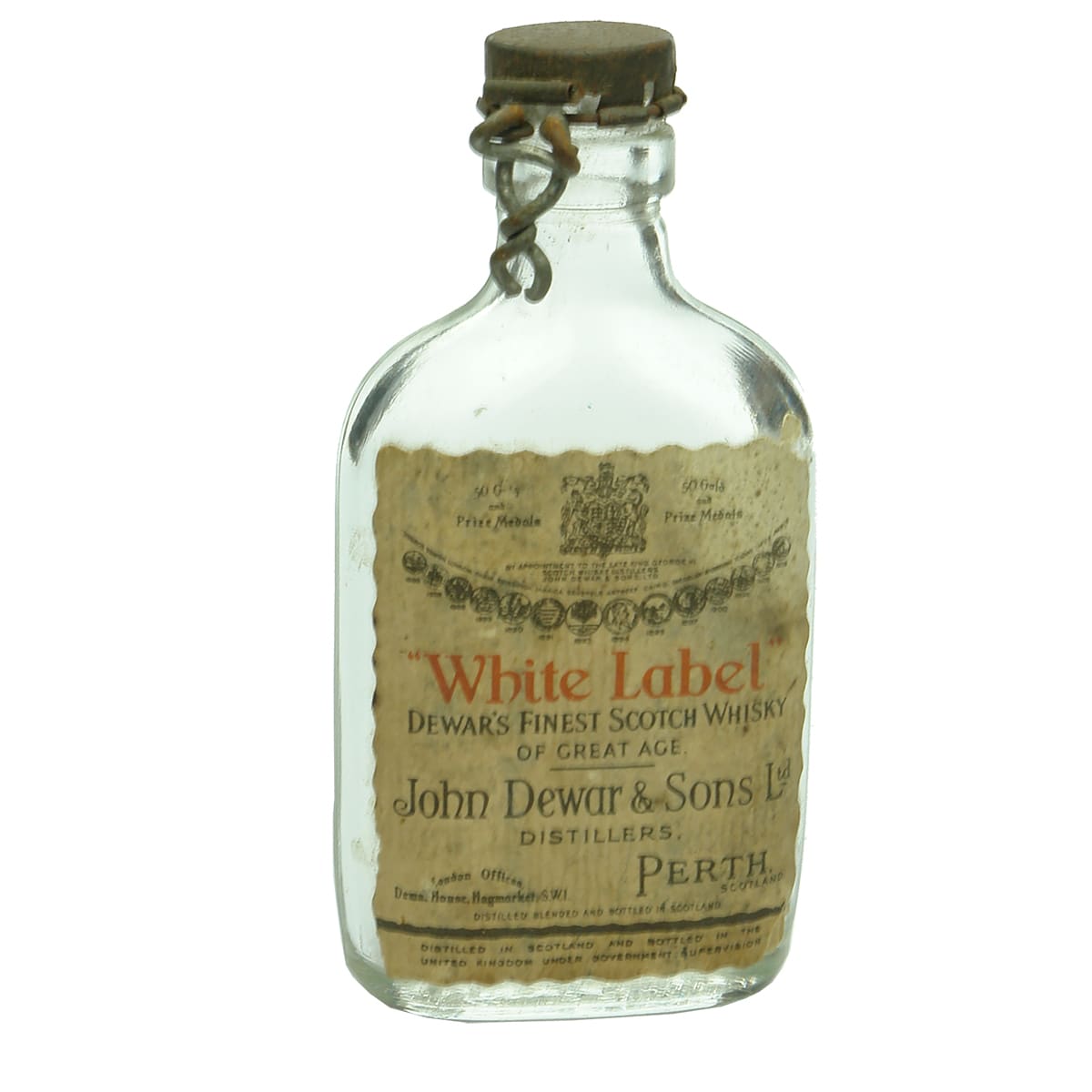 Sample labelled White Label Whisky. Patent closure & Cap.