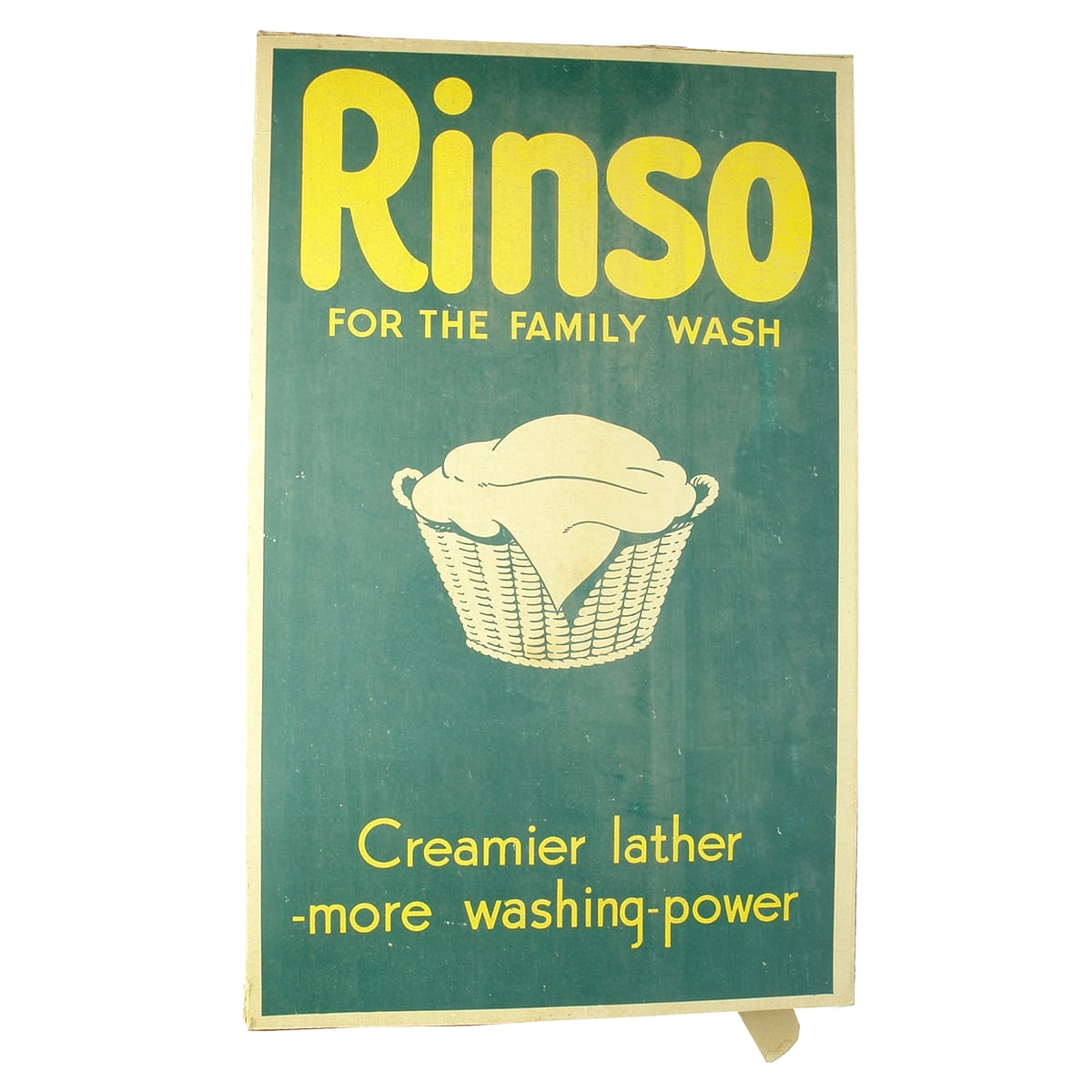 Advertising. Large shop display cardboard box of RINSO, For The Family Wash. 510 mm high!