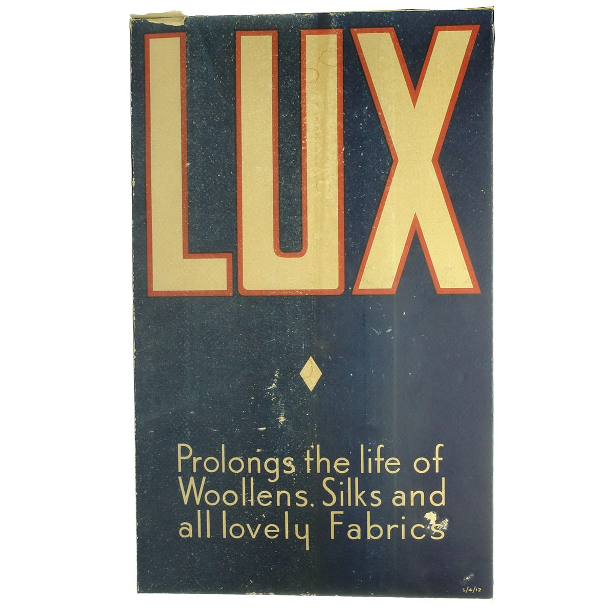 Advertising. Large shop display cardboard box of LUX, a Lever Product. 470 mm high!