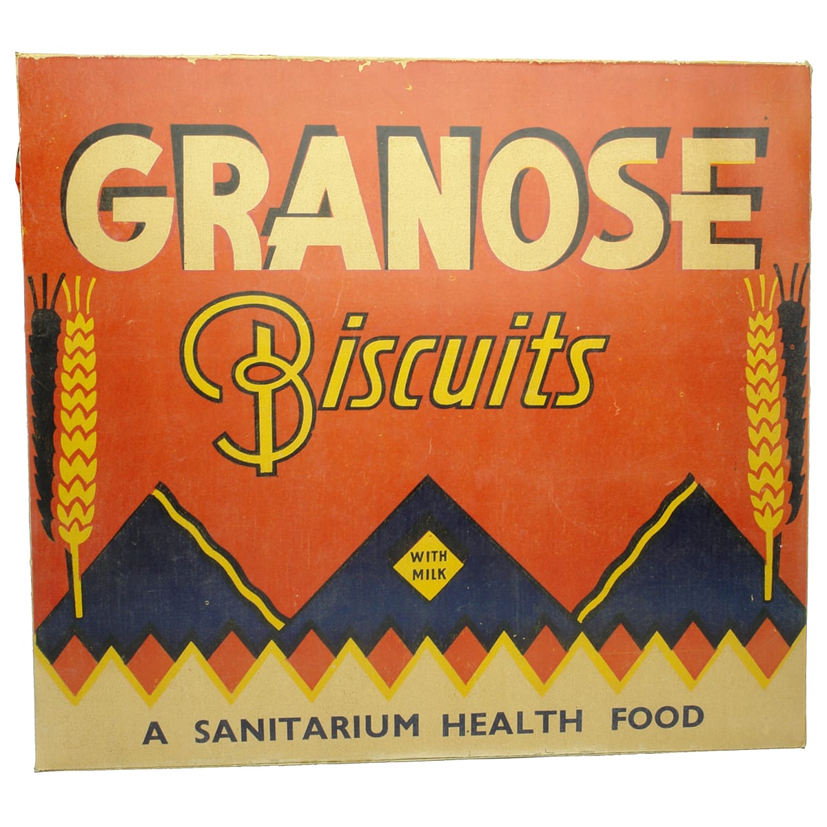 Advertising. Large shop display cardboard box of Granose Biscuits, A Sanitarium Health Food. 390 mm wide!