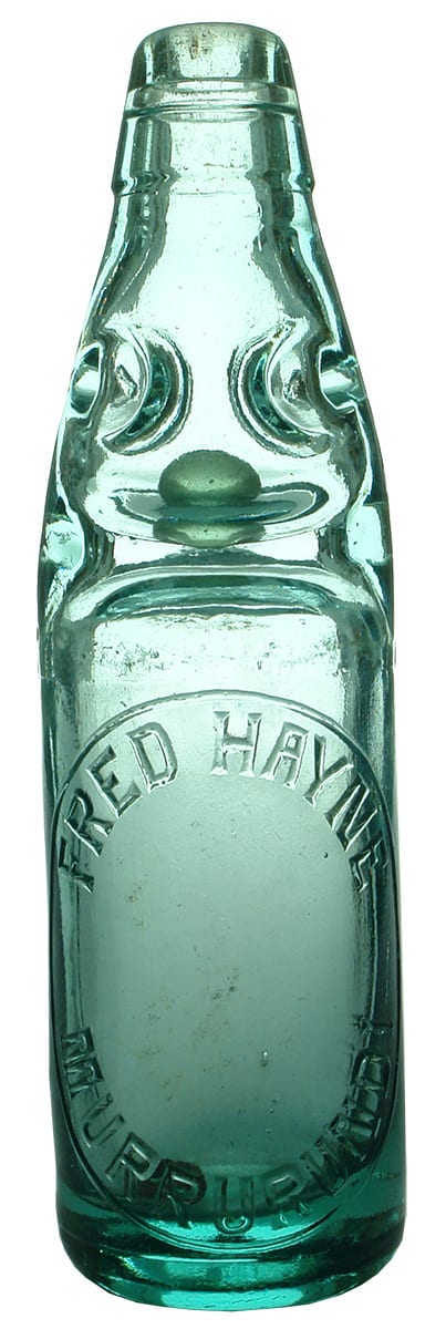 Fred Hayne Murrurundi Vintage Codd Marble Bottle