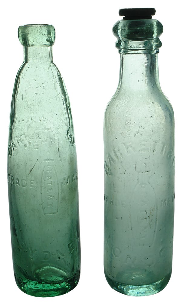 Antique Barrett Soft Drink Patent Bottles