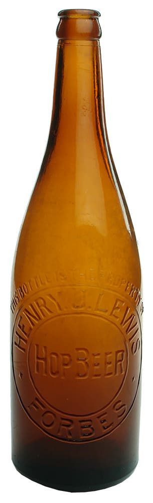 Henry Lewis Forbes Amber Glass Hop Beer Bottle