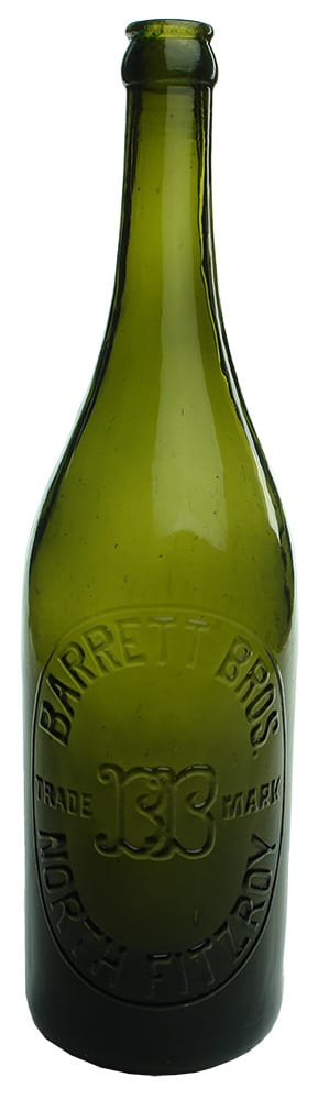 Barrett Bros North Fitzroy Green Glass Hop Beer Bottle