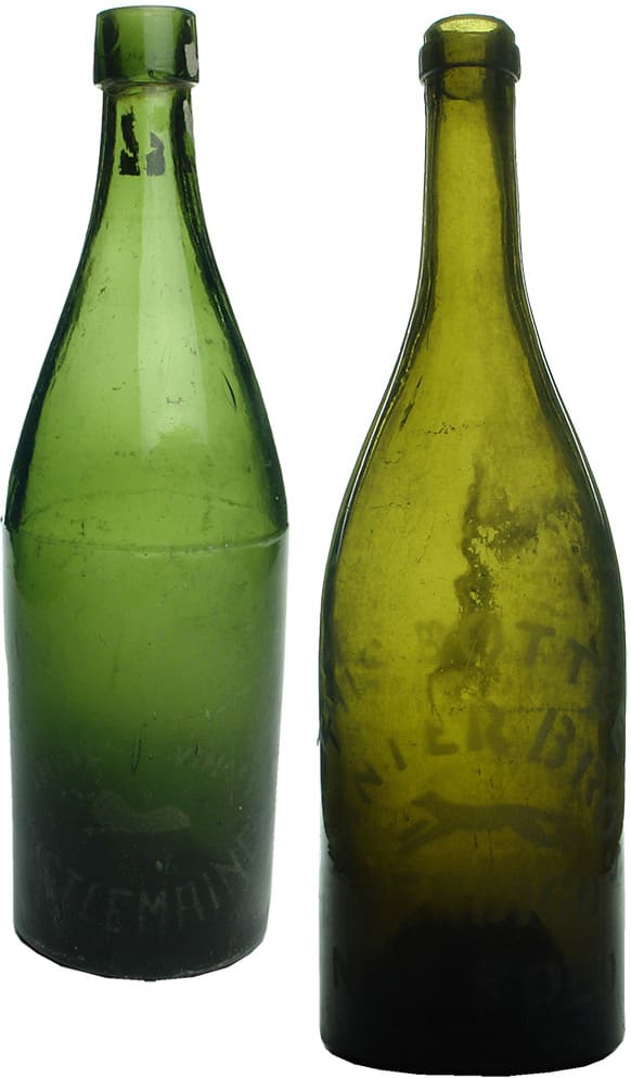Antique Sandblasted beer bottles