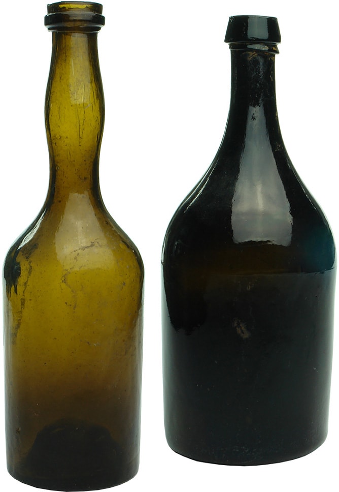 Antique Black Glass Bottles