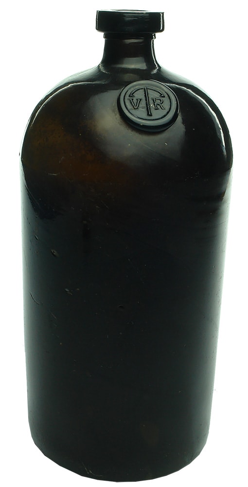 VR Lime Juice Antique Black Glass Bottle