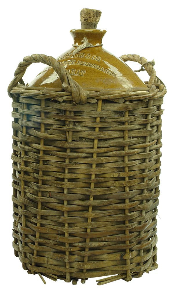 Deans Ararat Wicker Basket Stoneware Demijohn