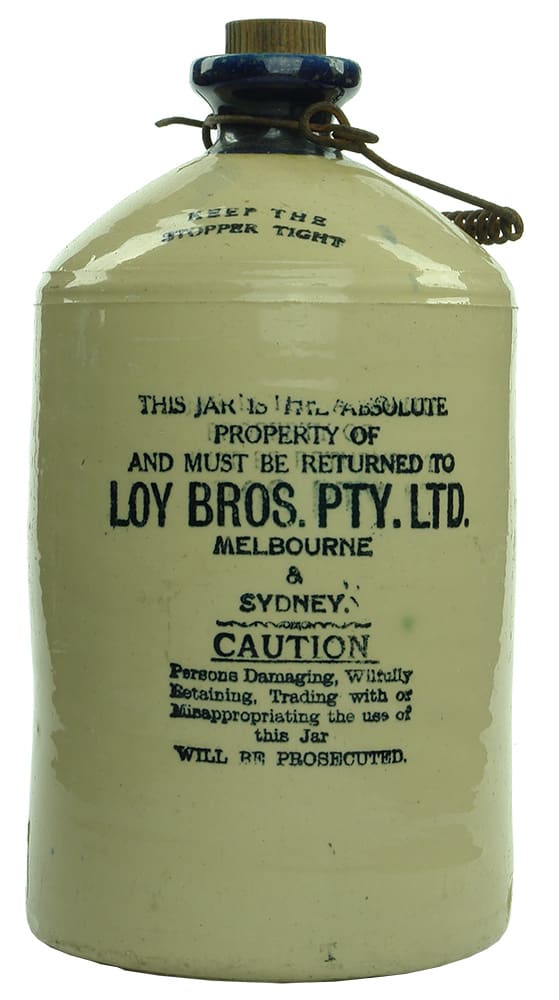 Loy Bros Melbourne Sydney Blue Lip Demijohn