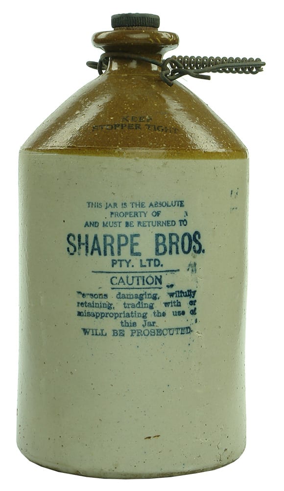 Sharpe Bros Australia New Zealand Stoneware Demijohn