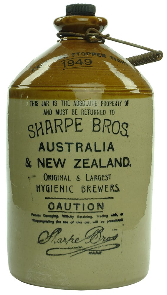 Sharpe Bros Australia New Zealand Stoneware Demijohn