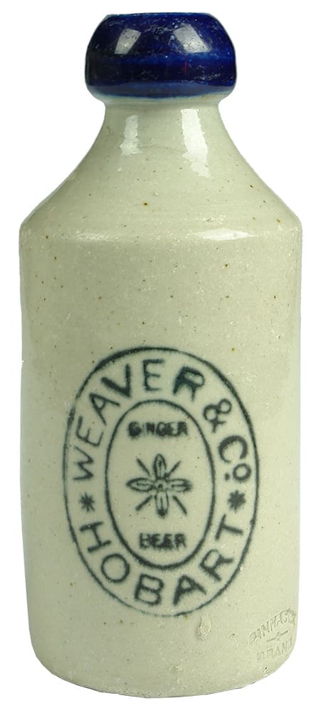 Weaver Hobart Stoneware Blue Lip Ginger Beer Bottle