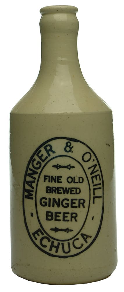 Manger O'Neill Fine Old Brewed Ginger Beer Echuca Bottle