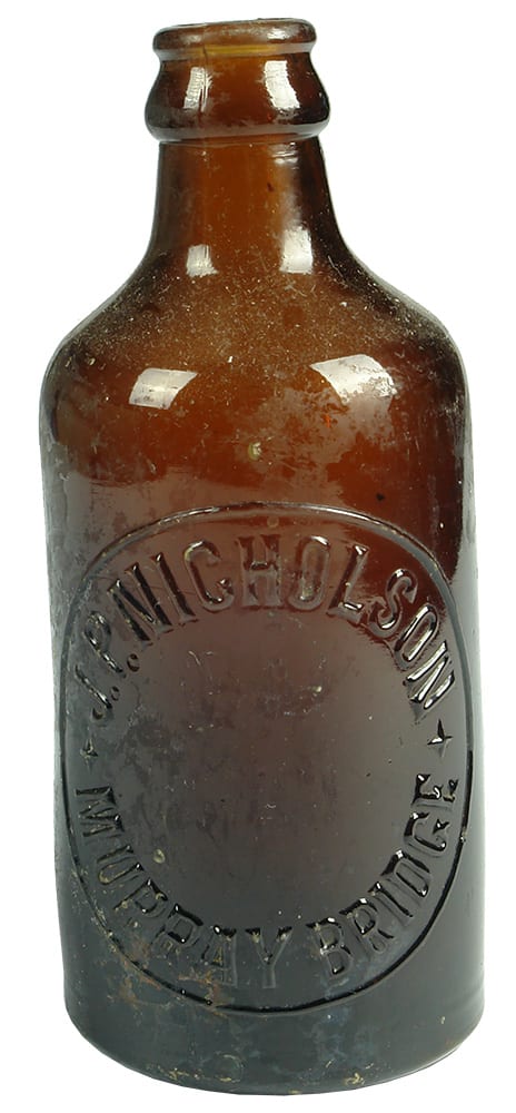 Nicholson Murray Bridge Amber Glass Ginger Beer Bottle