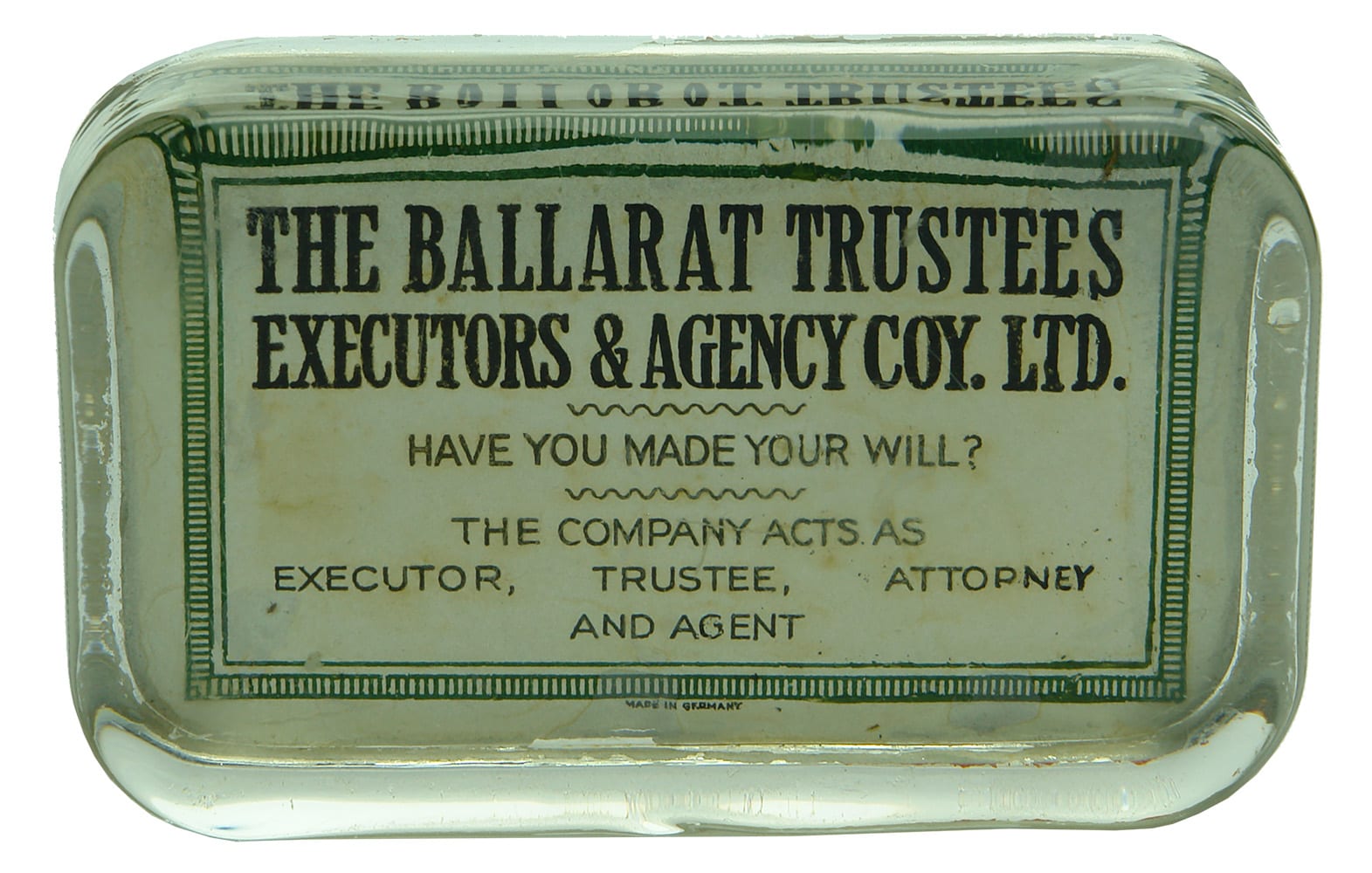 Ballarat Trustees Executors Paper Weight