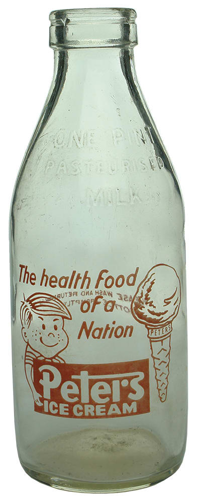 Peters Creameries Western Australia Advertising Milk Bottle