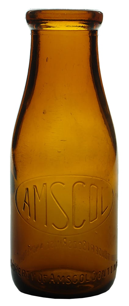 Amscol Vintage Amber Glass Milk Bottle