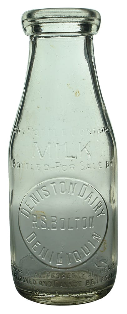 Deniston Dairy Deniliquin Antique Milk Bottle