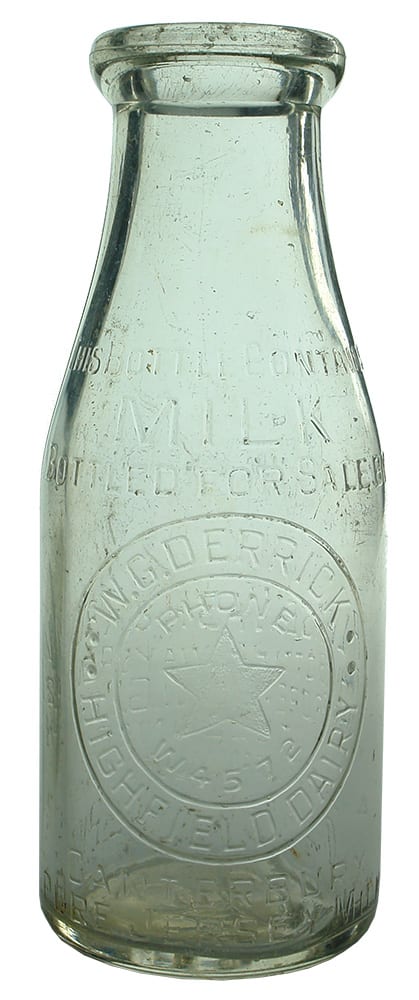 Derrick Canterbury Antique Milk Bottle