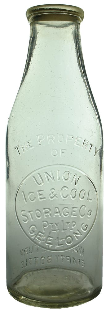 Union Ice Cool Storage Geelong Milk Bottle