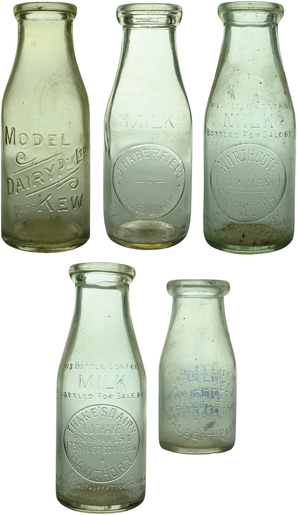 Vintage old Glass Milk Bottles