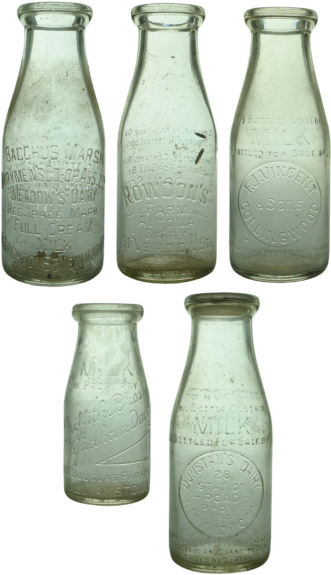 Vintage old Glass Milk Bottles