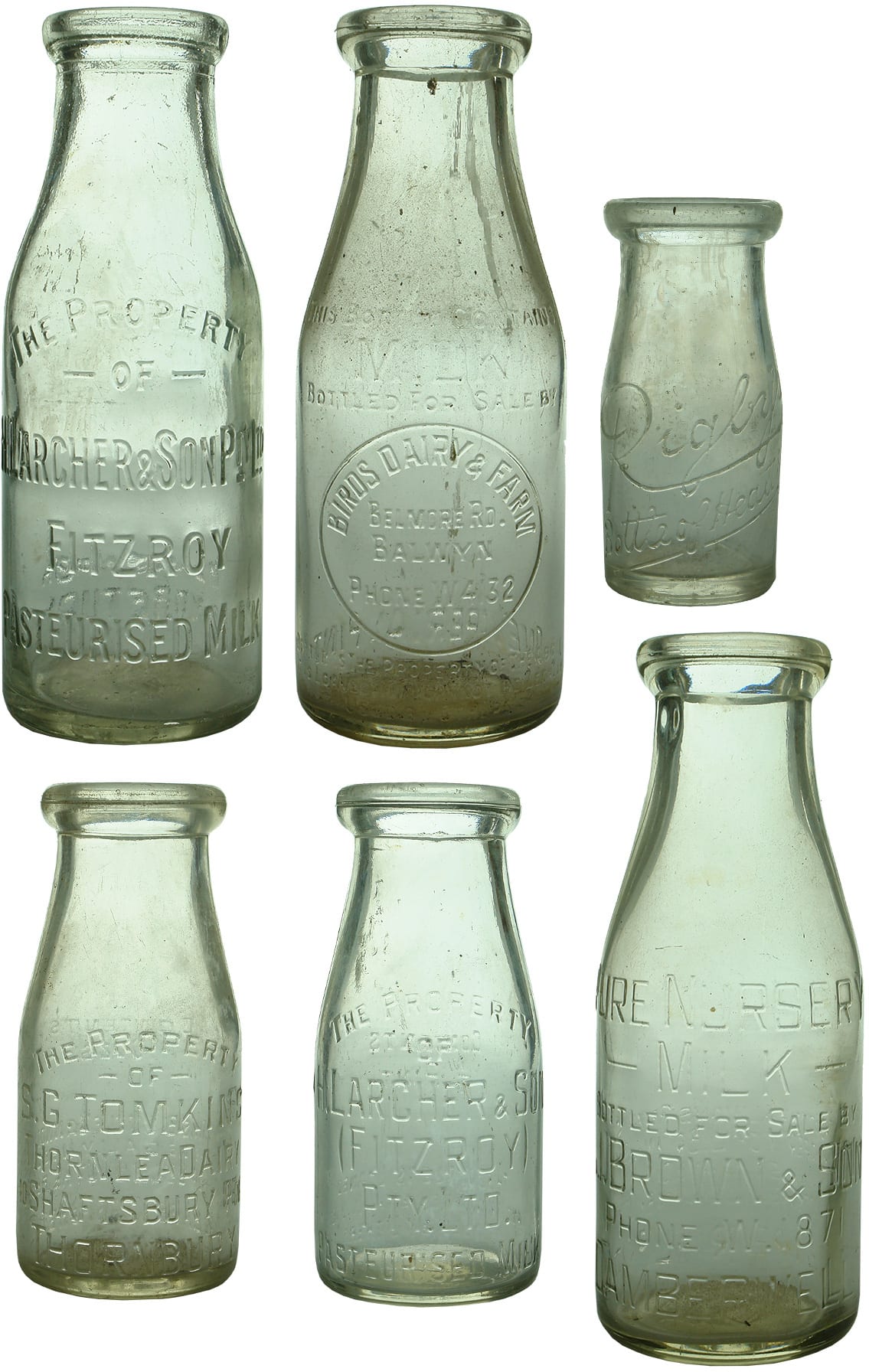 Vintage old Glass Milk Bottles