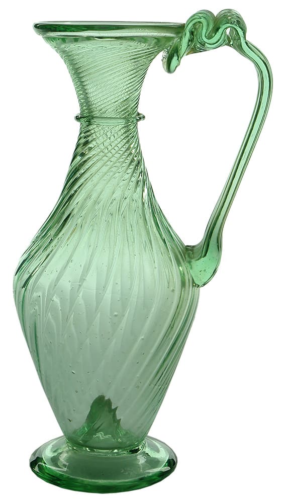 Green Glass Salad Oil Jug Bottle