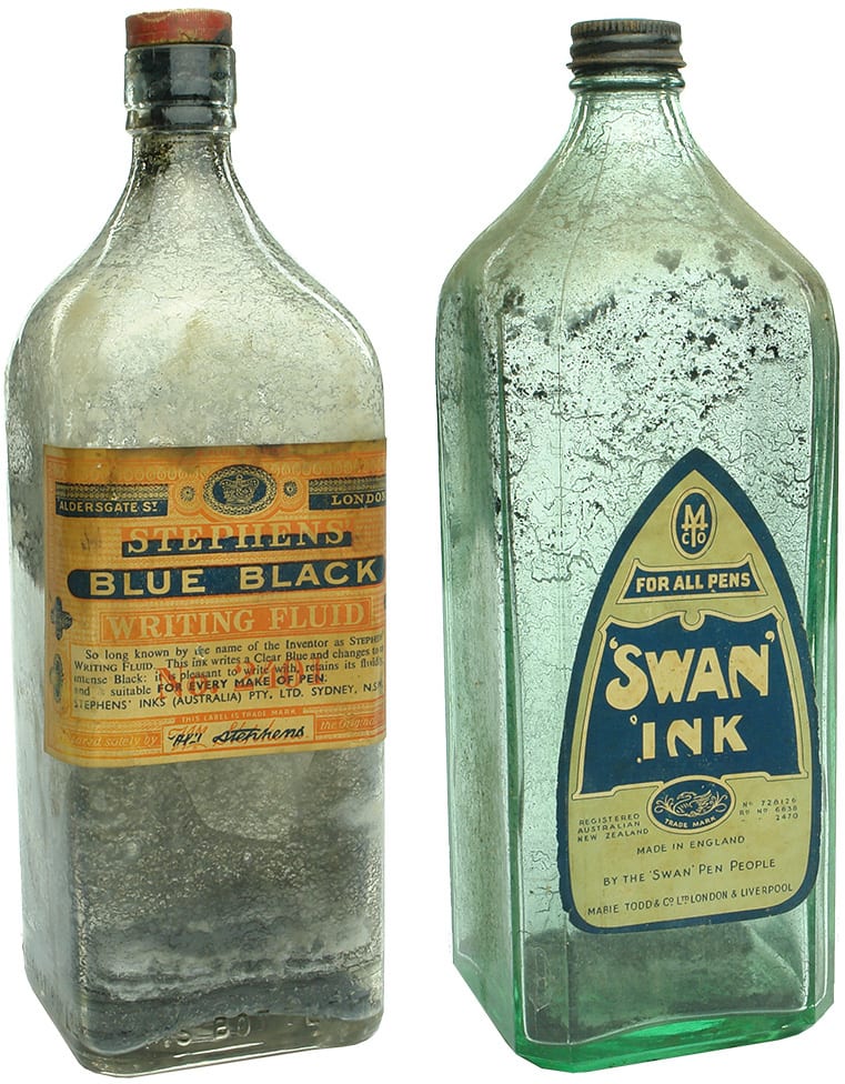 Vintage Labelled Ink Bottles