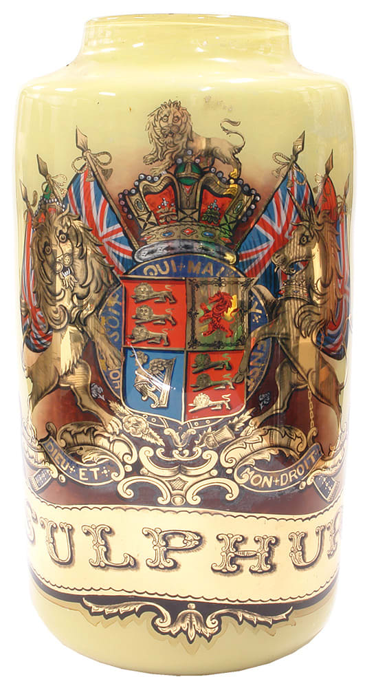 Sulphur English Coat of Arms Display Jar Pharmacy