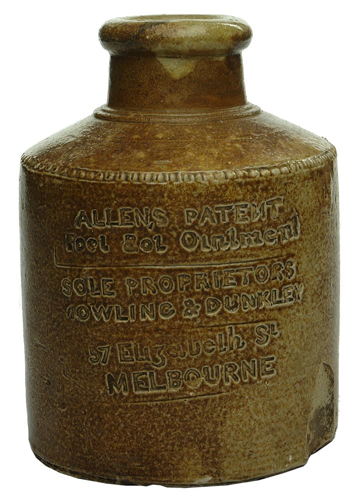 Allen's Patent Footrot Ointment Mowling Dunkley Stone Jar