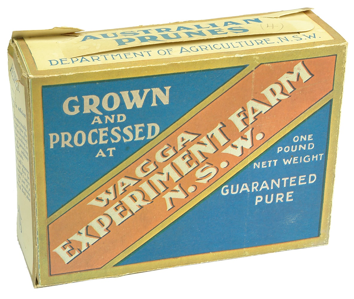 Department of Agriculture Wagga Experiment Farm Prunes Cardboard Box