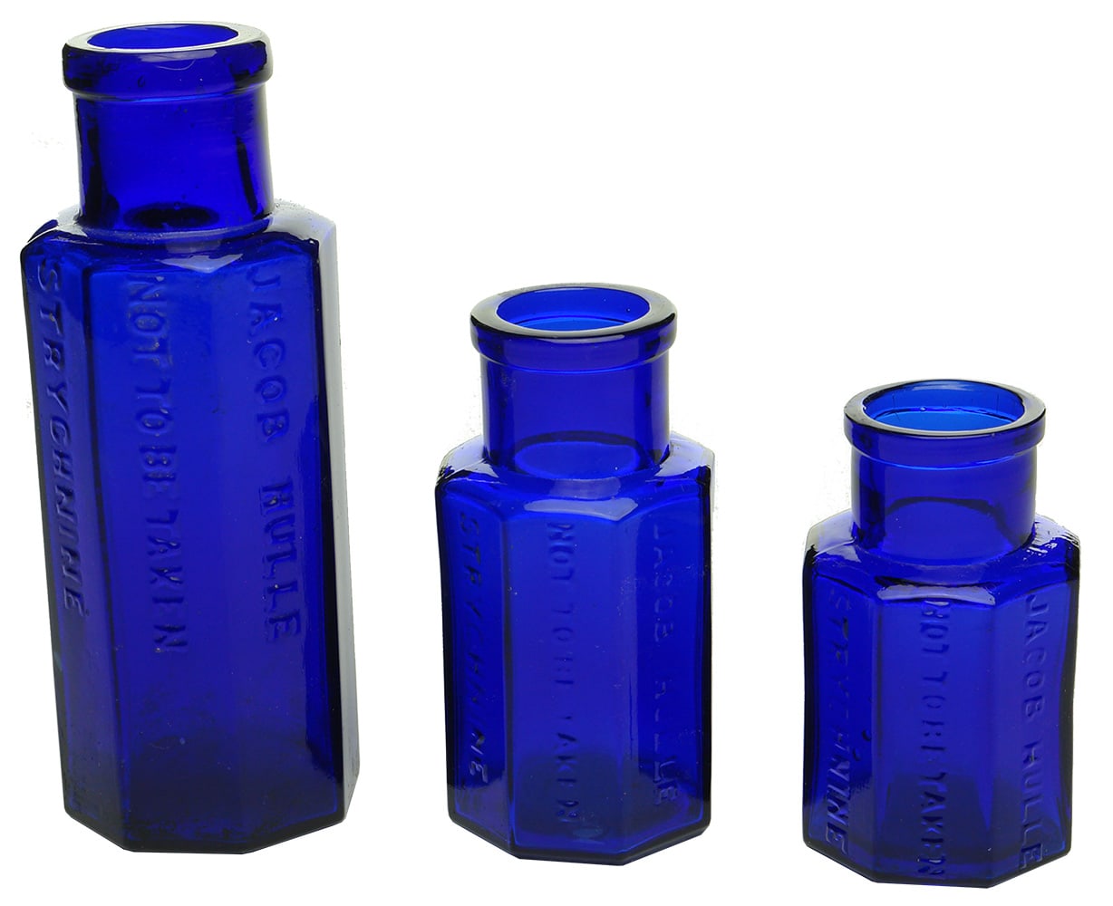 Jacob Hulle Strychnine Cobalt Blue Bottles