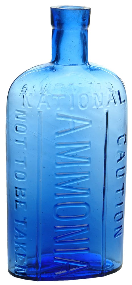 National Ammonia Blue Glass Bottle