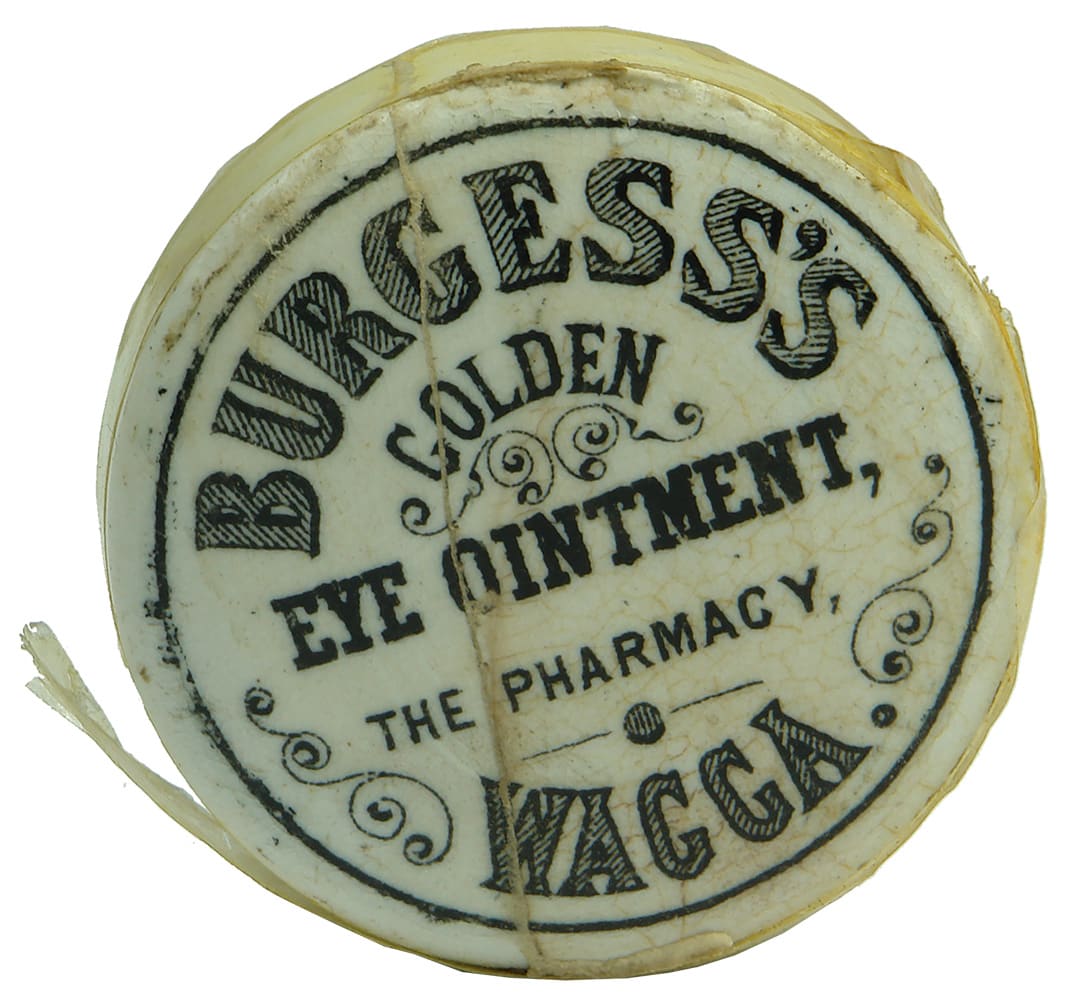 Burgess's Eye Ointment Wagga Pot Lid