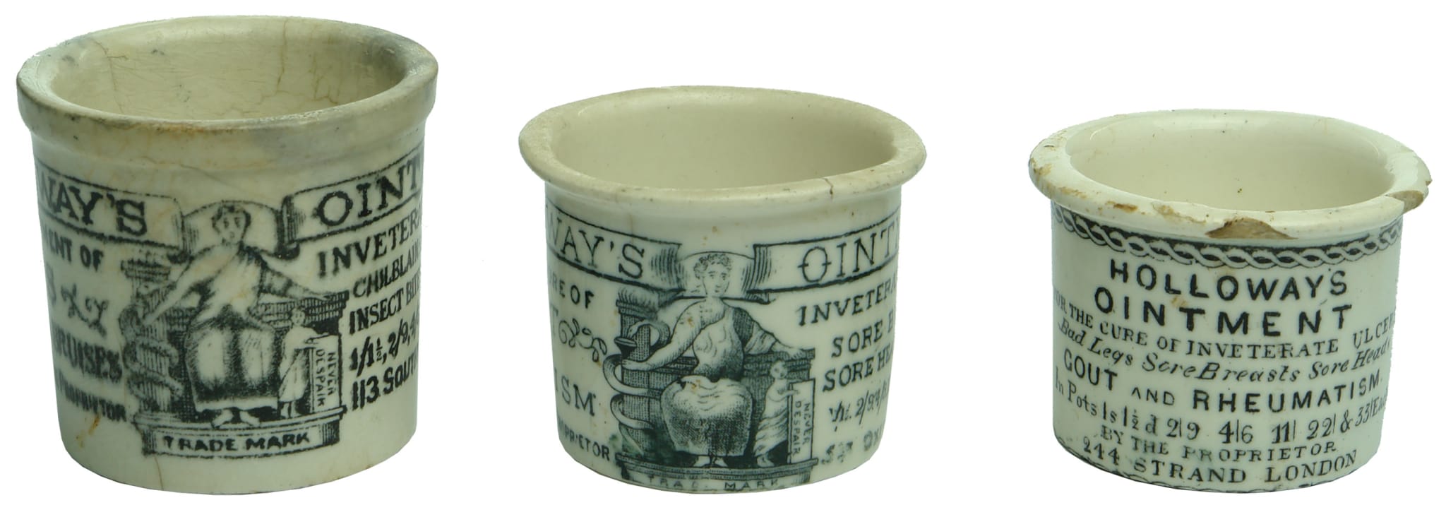 Antique Holloway's Ointment Pots