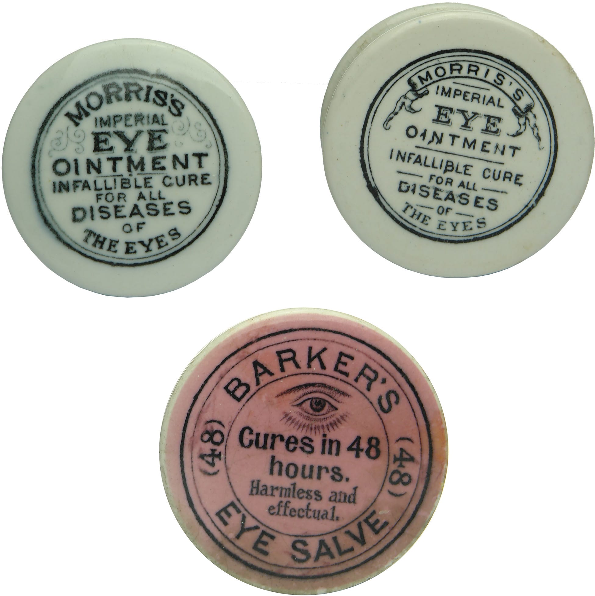 Old Antique Eye Ointment Pot Lids