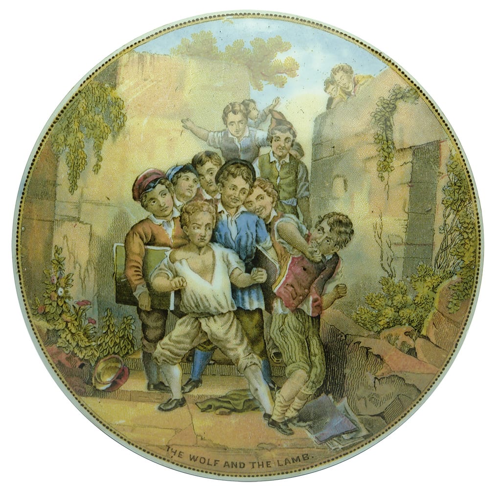 The Wolf and the Lamb Prattware Pot Lid