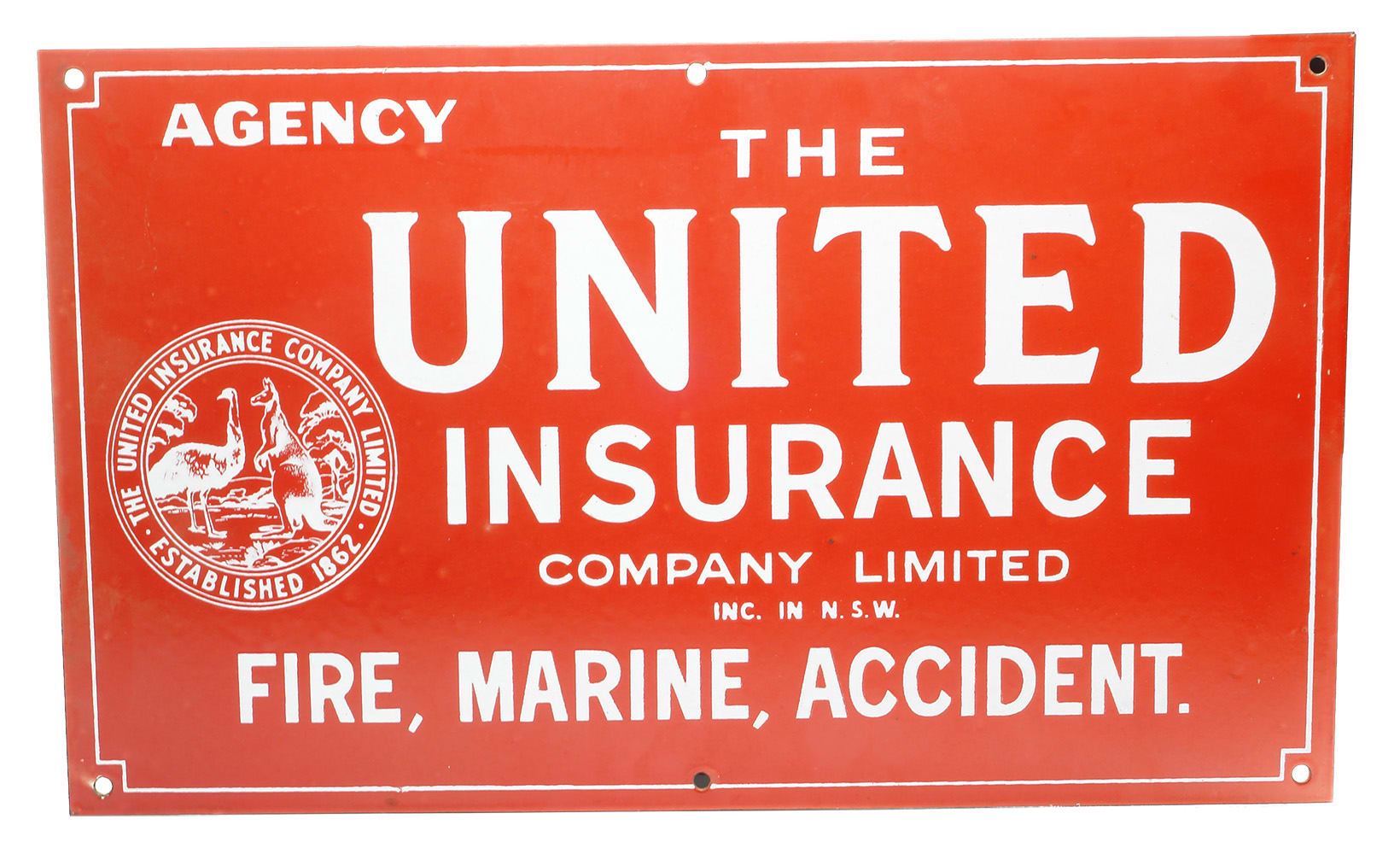 United Insurance Company Enamel Sign