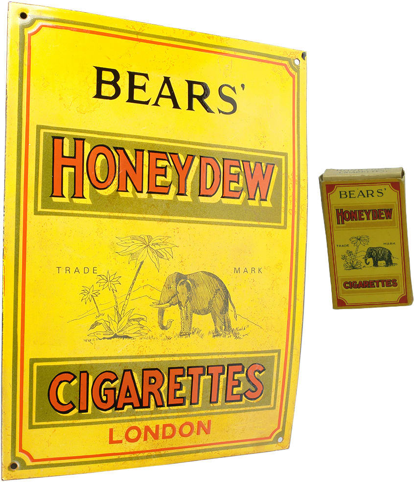 Bear's Honedew Cigarettes Enamel Sign