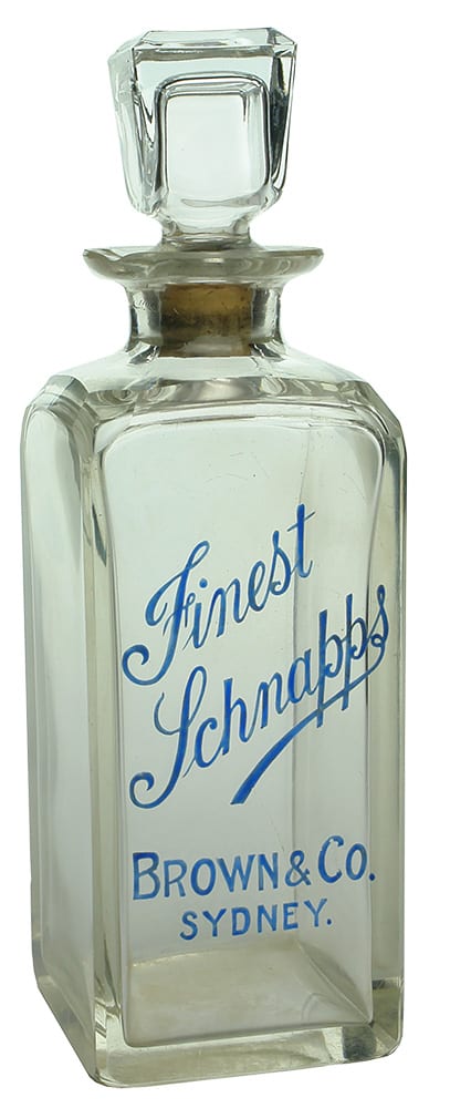 Finest Schnapps Brown Sydney Enamel Decanter